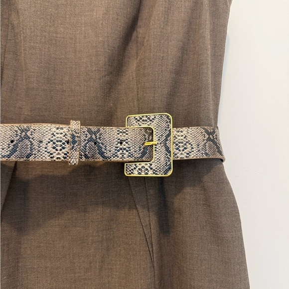 ANTONIO MELANI Taupe Midi Dress with Patterned Belt - Picture 2 of 7